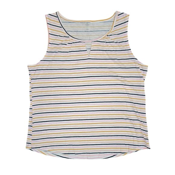 St. Johns Bay Womens Large Multi-Stripe Sleeveless Cotton Top - Picture 1 of 7